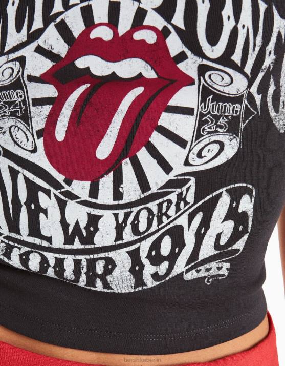 grau Bershka Frauen Rolling Stones Bandeau-Oberteil H00J668