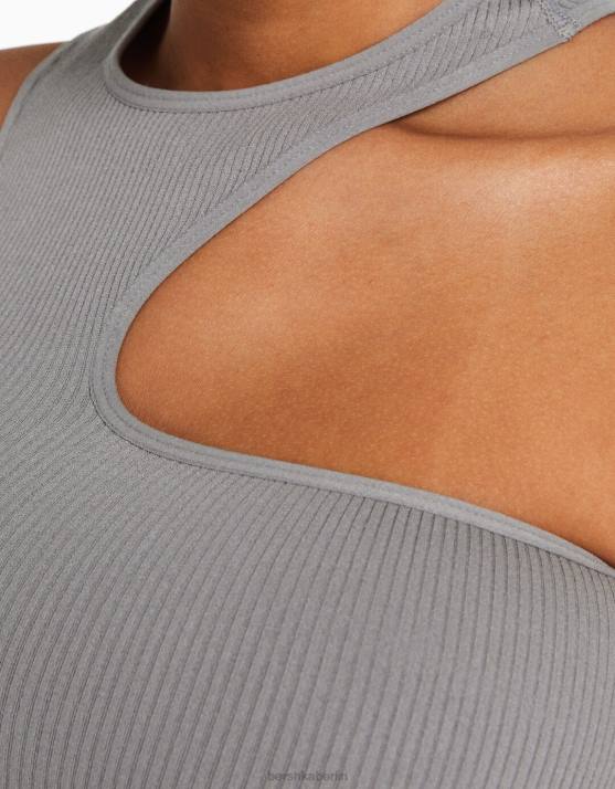 grau Bershka Frauen ärmelloses, nahtloses, asymmetrisches Oberteil H00J877