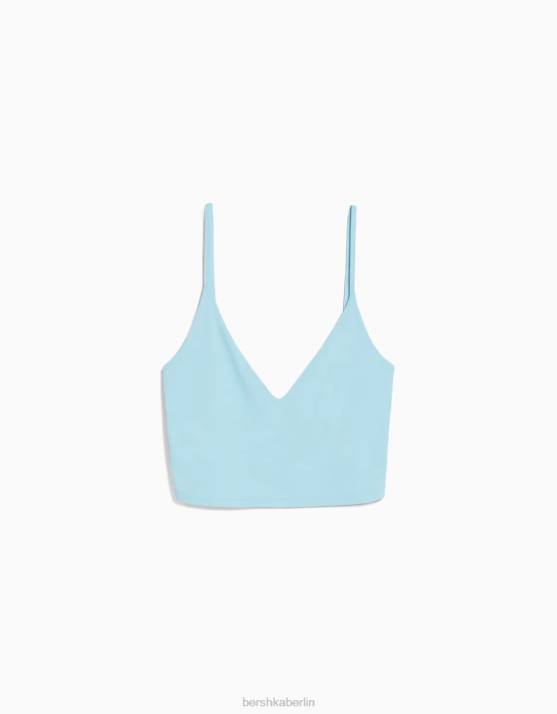 hellblau Bershka Frauen Crop-Top mit Trägern H00J821