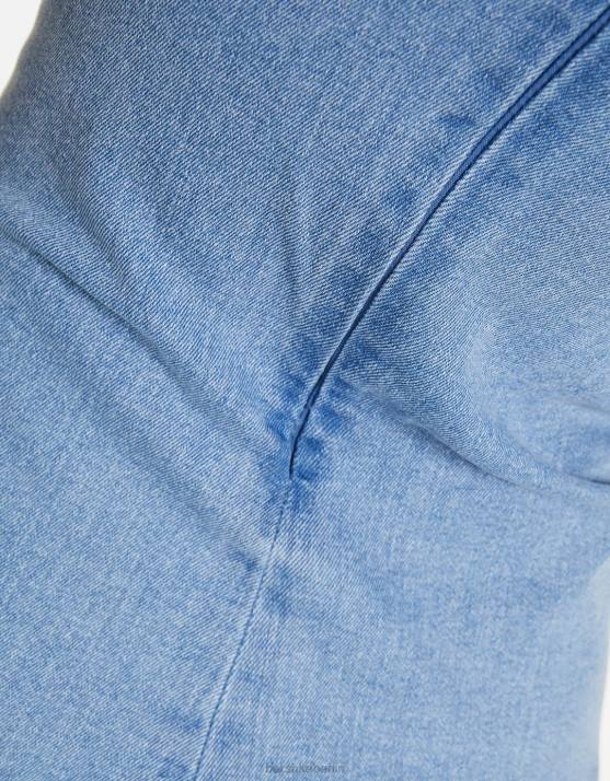 hellblau Bershka Frauen Denim-Bandeau-Top H00J712