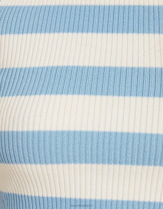 hellblau Bershka Frauen Gestreiftes, ärmelloses Strickoberteil H00J883