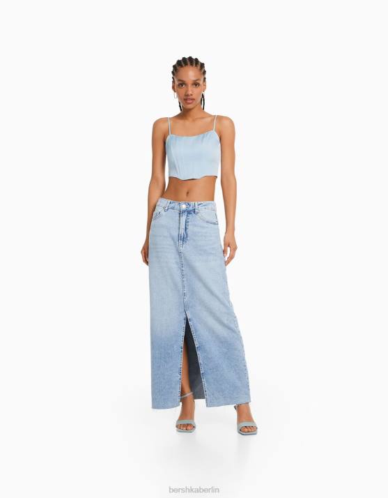 hellblau Bershka Frauen Satin-Trägerkorsettoberteil H00J797