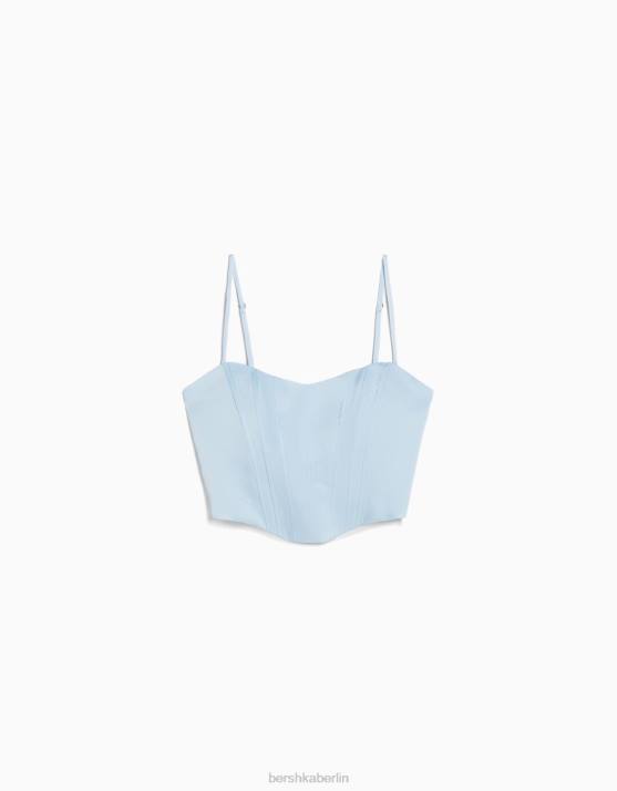 hellblau Bershka Frauen Satin-Trägerkorsettoberteil H00J797