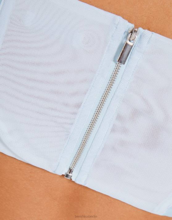 hellblau Bershka Frauen Satin-Trägerkorsettoberteil H00J797