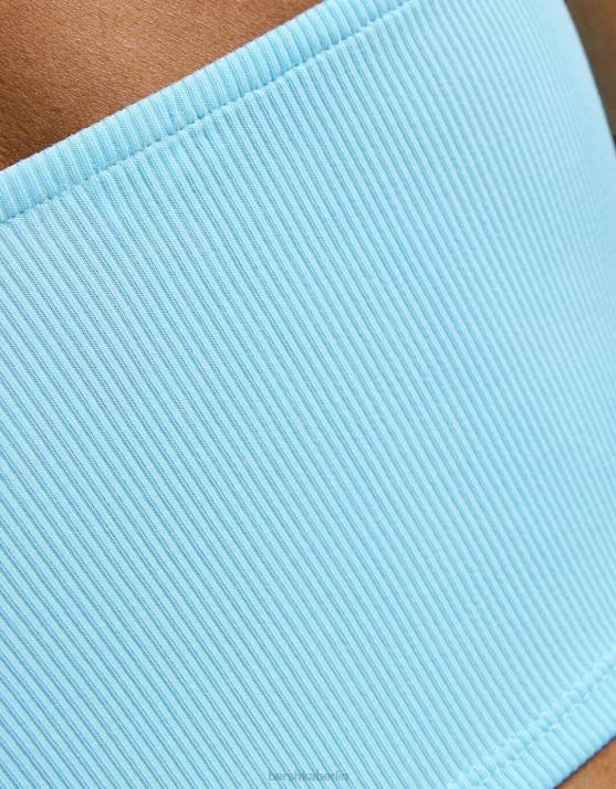 hellblau Bershka Frauen Ärmelloses, asymmetrisches Crop-Top H00J710