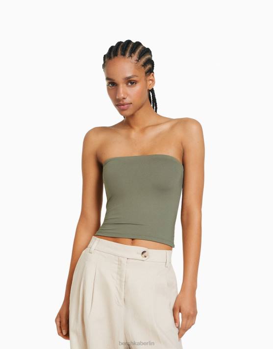 khaki Bershka Frauen Bandeau-Top H00J664