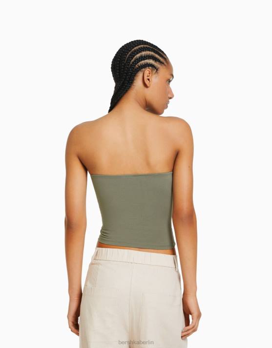 khaki Bershka Frauen Bandeau-Top H00J664