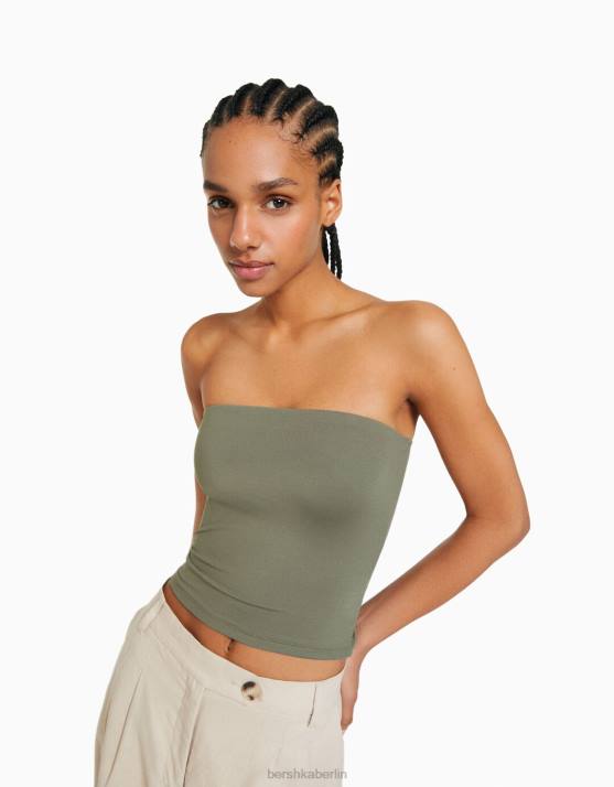 khaki Bershka Frauen Bandeau-Top H00J664