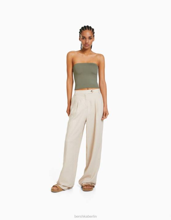 khaki Bershka Frauen Bandeau-Top H00J664