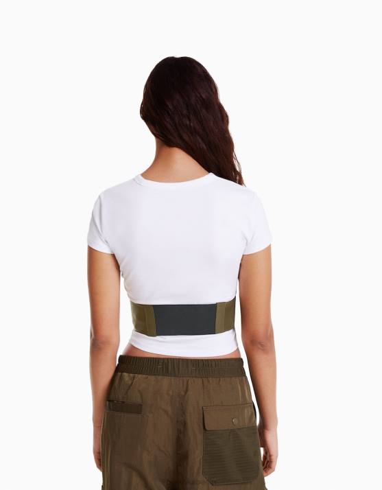 khaki Bershka Frauen Nylonkorsett mit Tasche H00J860