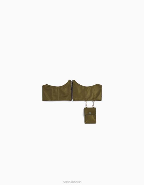 khaki Bershka Frauen Nylonkorsett mit Tasche H00J860