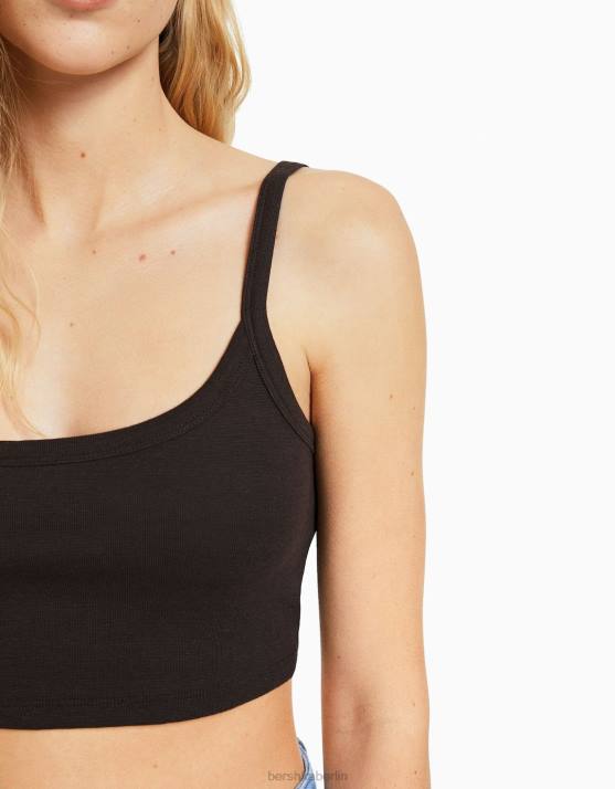 mehrfarbig Bershka Frauen 2er-Pack Crop-Tops mit Trägern H00J731