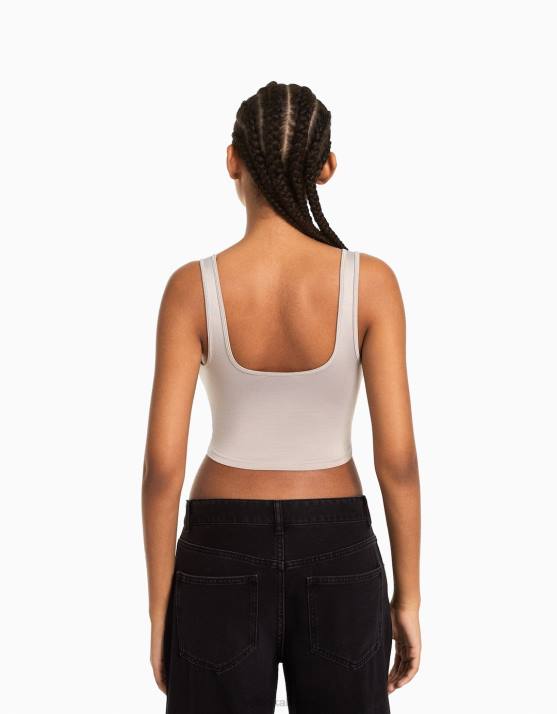 mehrfarbig Bershka Frauen 2er-Pack Crop-Tops mit Trägern H00J897
