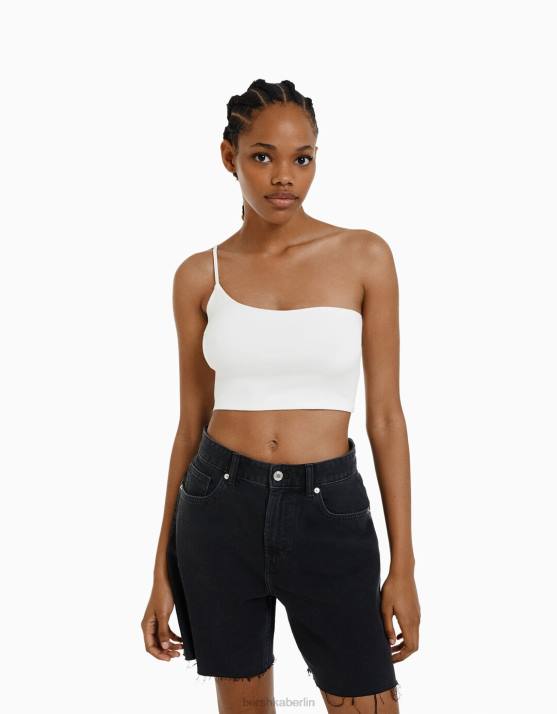mehrfarbig Bershka Frauen 2er-Pack asymmetrische Crop-Tops aus Nylonmischung H00J728