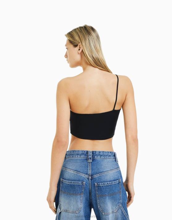 mehrfarbig Bershka Frauen 2er-Pack asymmetrische Crop-Tops aus Nylonmischung H00J728