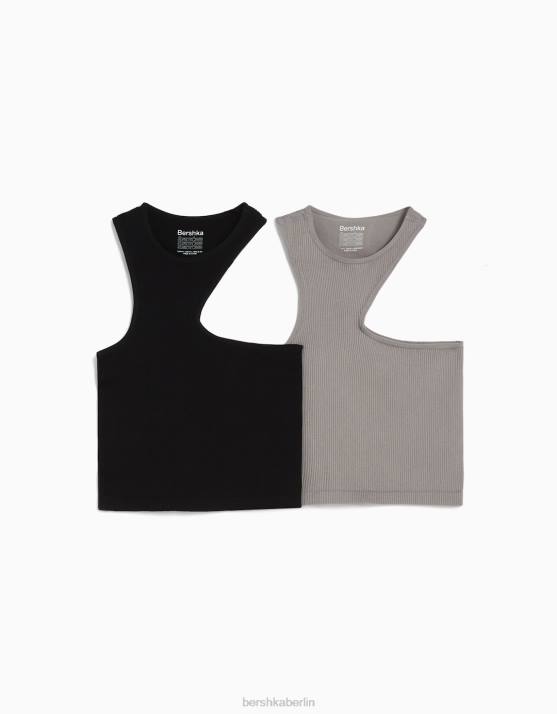 mehrfarbig Bershka Frauen 2er-Pack nahtlose asymmetrische Oberteile H00J861