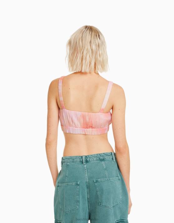 mehrfarbig Bershka Frauen Bralette-Oberteil aus Crêpe mit Trägern H00J848