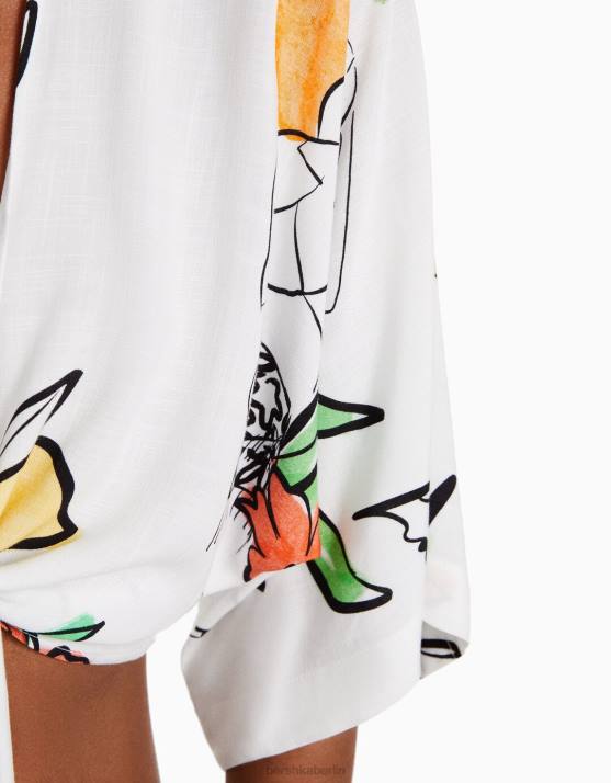 mehrfarbig Bershka Frauen Kurzärmliges, rustikales Hemd H00J741