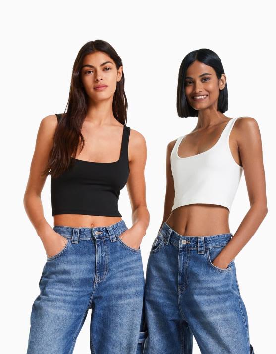 mehrfarbig Bershka Frauen Packung mit 2 Oberteilen H00J898