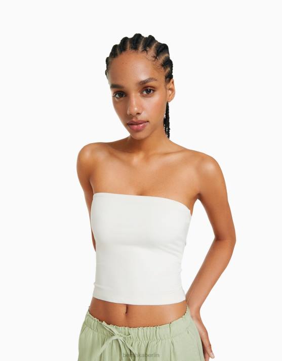 nicht-gerade weiss Bershka Frauen Bandeau-Top H00J661