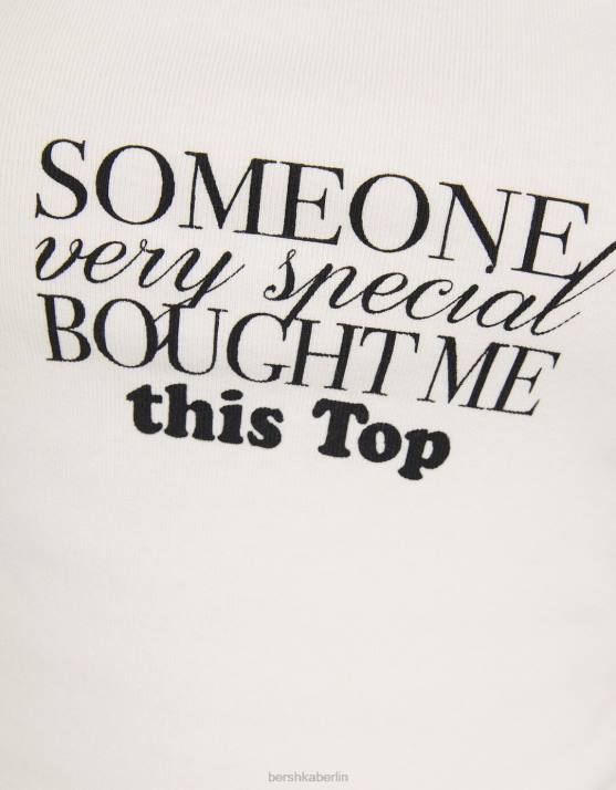 nicht-gerade weiss Bershka Frauen Bedrucktes Bandeau-Oberteil H00J886