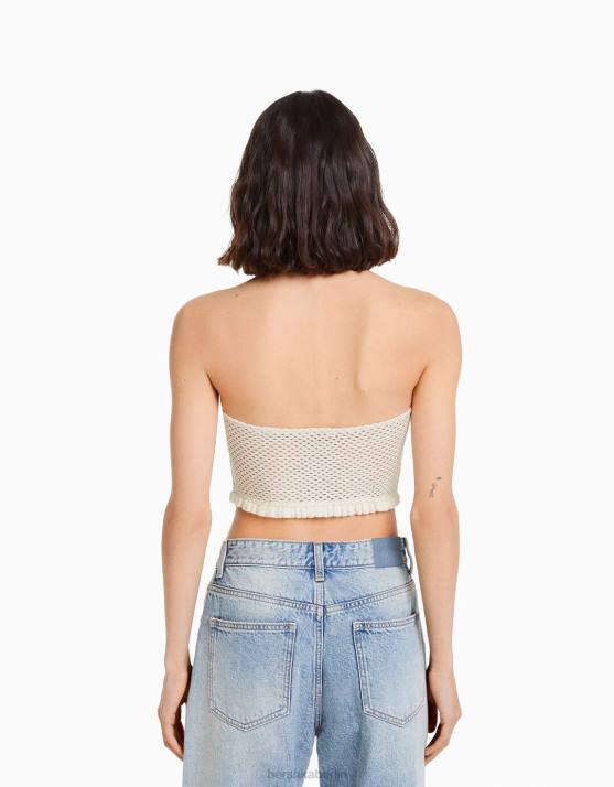 nicht-gerade weiss Bershka Frauen Häkeloberteil H00J752