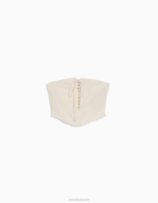 nicht-gerade weiss Bershka Frauen Häkeloberteil H00J752