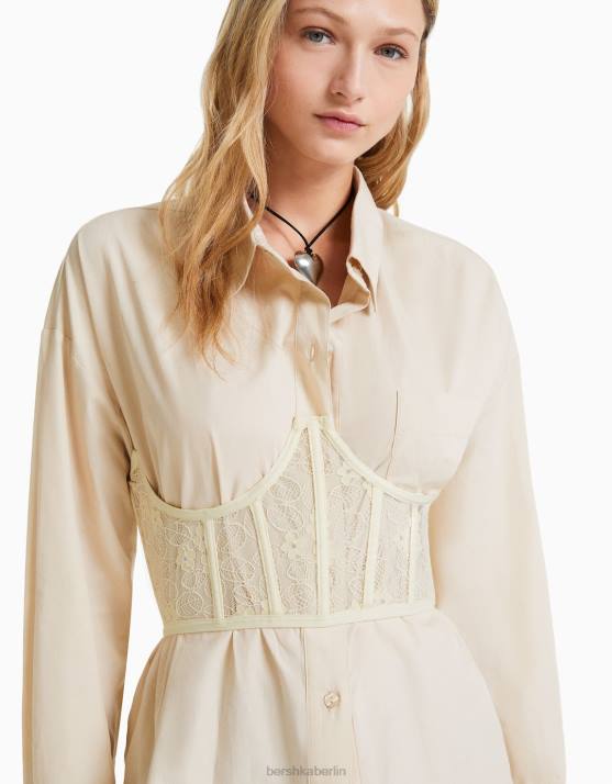 nicht-gerade weiss Bershka Frauen Spitzenkorsett H00J789