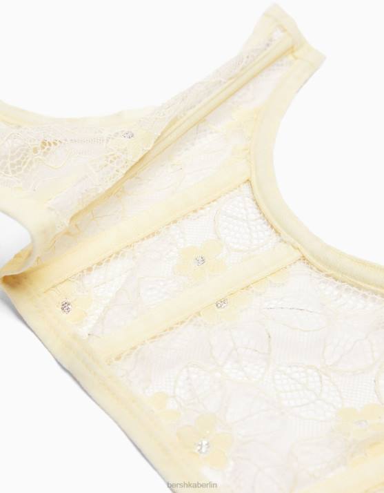 nicht-gerade weiss Bershka Frauen Spitzenkorsett H00J789