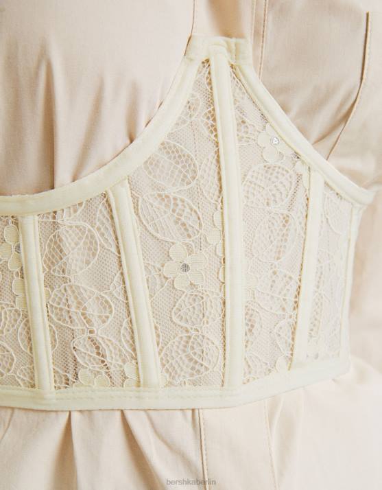 nicht-gerade weiss Bershka Frauen Spitzenkorsett H00J789