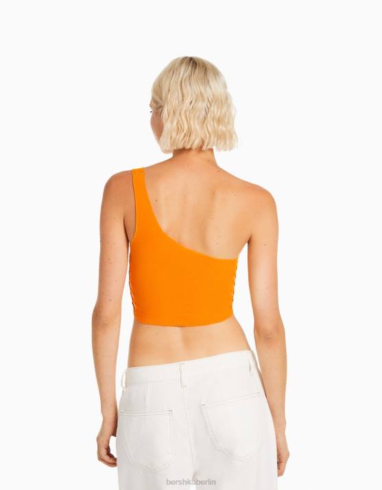 orange Bershka Frauen nahtloses Oberteil H00J806