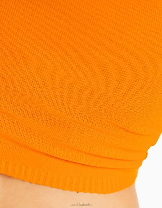orange Bershka Frauen nahtloses Oberteil H00J806