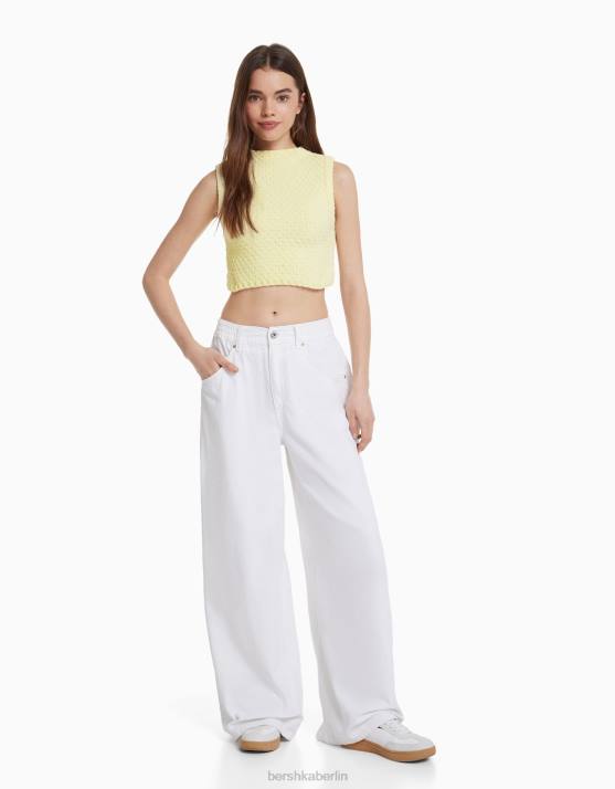 Gelb Bershka Frauen Chenille-Strickweste H00J606