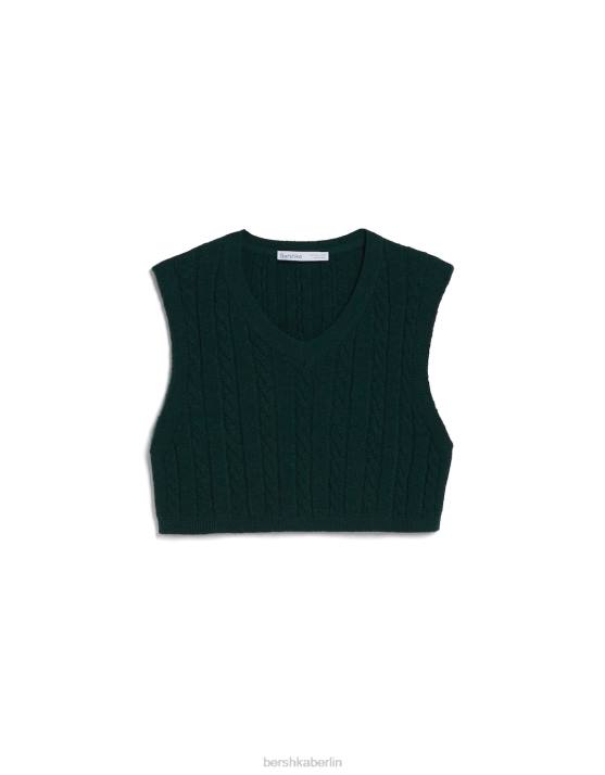 Grün Bershka Frauen Strickweste mit V-Ausschnitt H00J1053