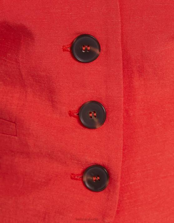 Koralle Bershka Frauen Neckholder-Weste aus Leinenmischung H00J745