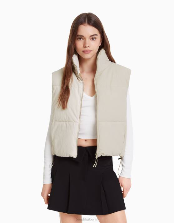 Stein Bershka Frauen Gefütterte Nylon-Pufferweste H00J1172