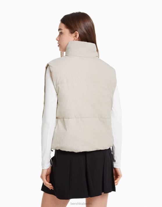 Stein Bershka Frauen Gefütterte Nylon-Pufferweste H00J1172