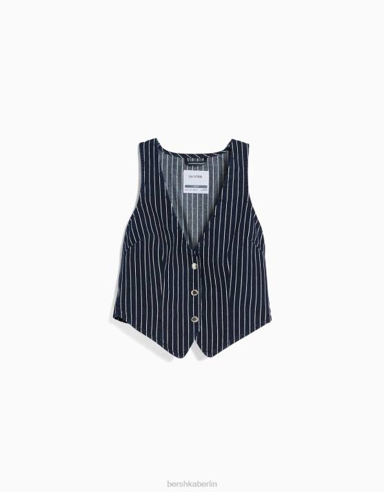 andere Bershka Frauen Nadelstreifen-Jeansweste H00J864