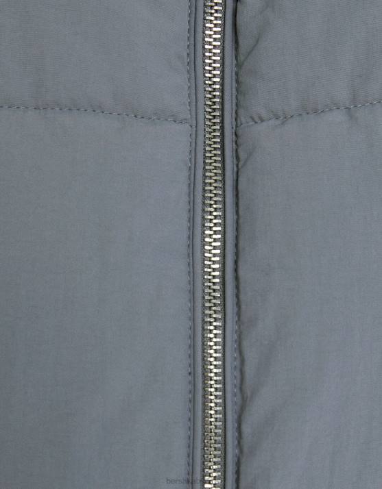 grau Bershka Frauen Gefütterte Nylon-Pufferweste H00J1162