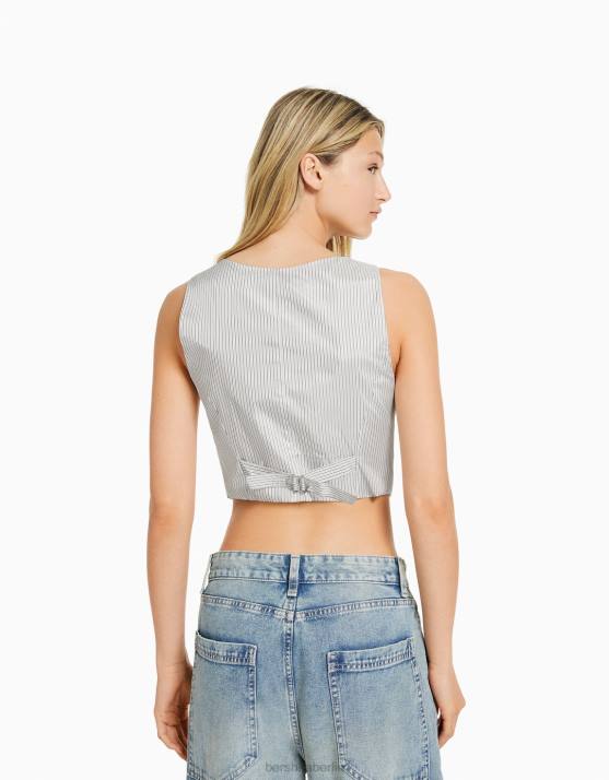 grau Bershka Frauen Maßgeschneiderter Weste-Body H00J1182