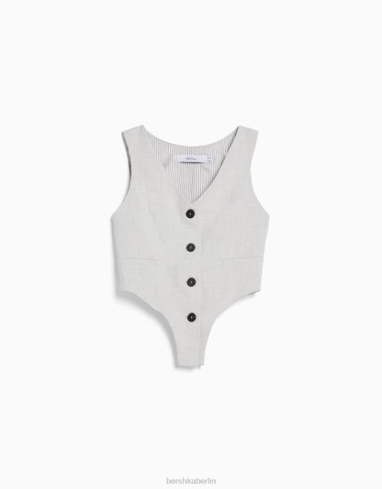 grau Bershka Frauen Maßgeschneiderter Weste-Body H00J1182