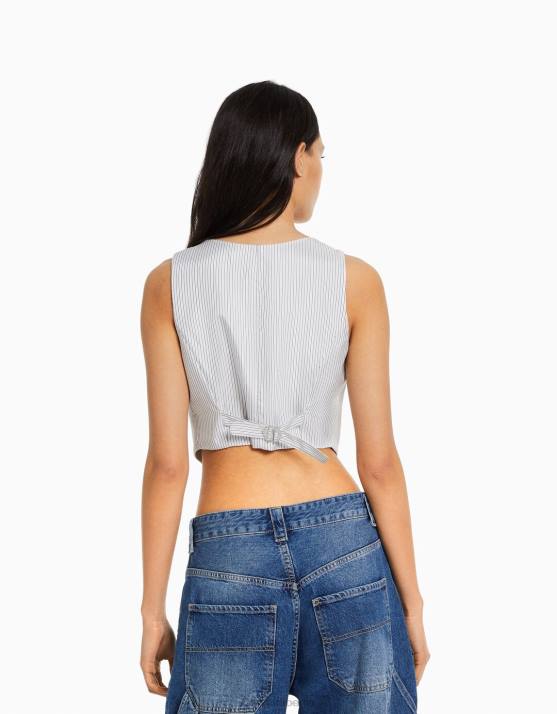 grau Bershka Frauen Maßgeschneiderter Weste-Body H00J1198