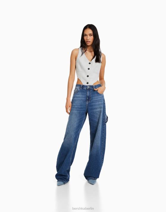 grau Bershka Frauen Maßgeschneiderter Weste-Body H00J1198