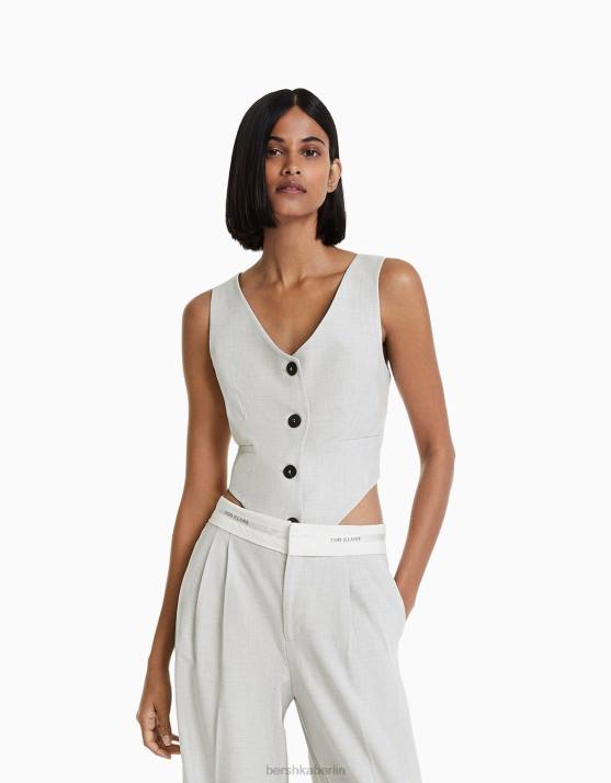 grau Bershka Frauen Maßgeschneiderter Weste-Body H00J863