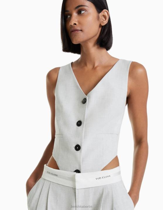 grau Bershka Frauen Maßgeschneiderter Weste-Body H00J863