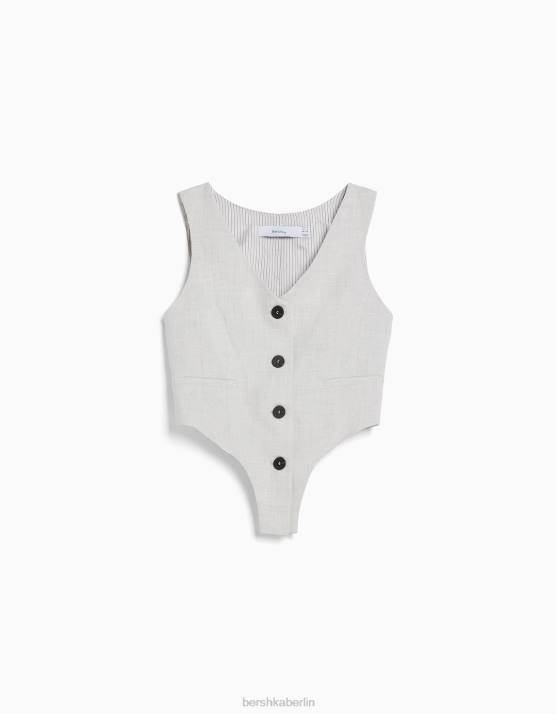 grau Bershka Frauen Maßgeschneiderter Weste-Body H00J863