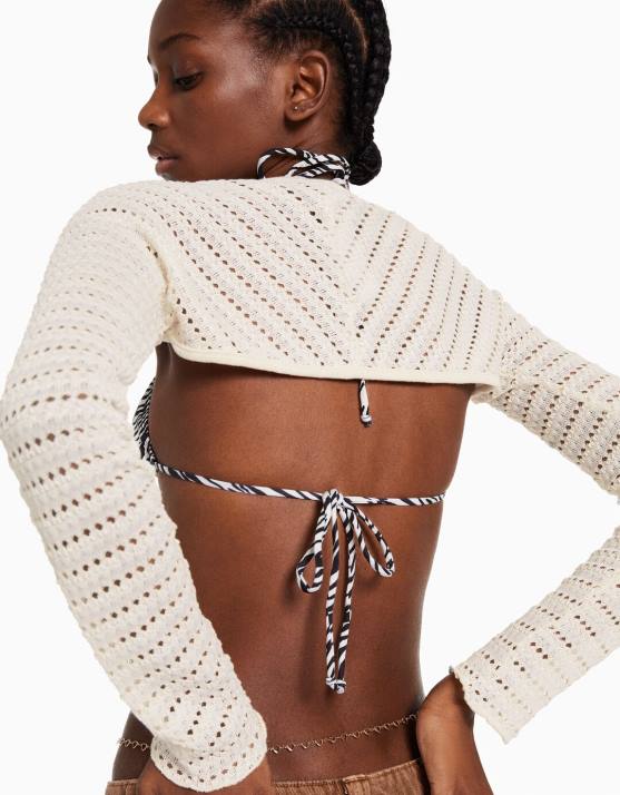 Creme Bershka Frauen Offen gestrickte Armstulpen H00J1891