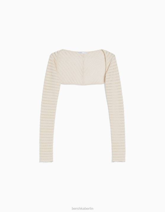 Creme Bershka Frauen Offen gestrickte Armstulpen H00J1891