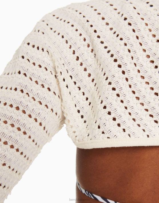 Creme Bershka Frauen Offen gestrickte Armstulpen H00J1891