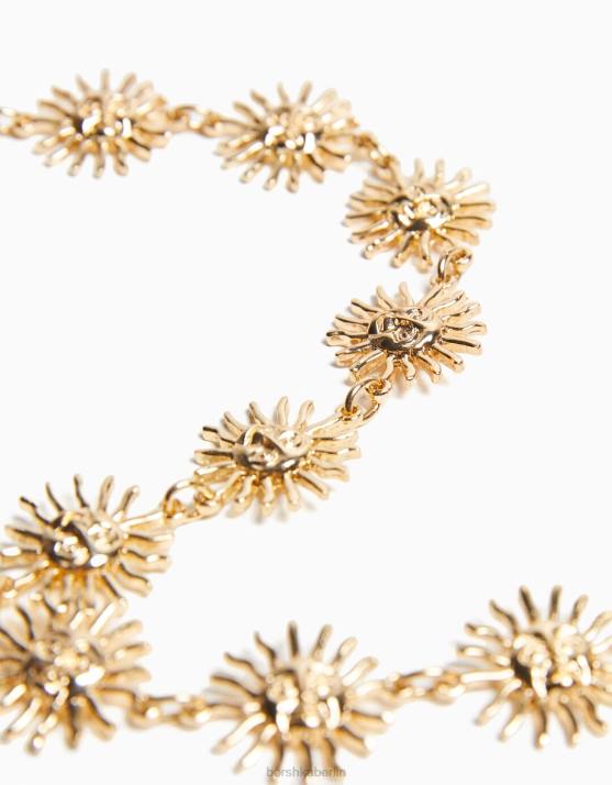 Gold Bershka Frauen Gürtel mit Kettenbesatz H00J2554